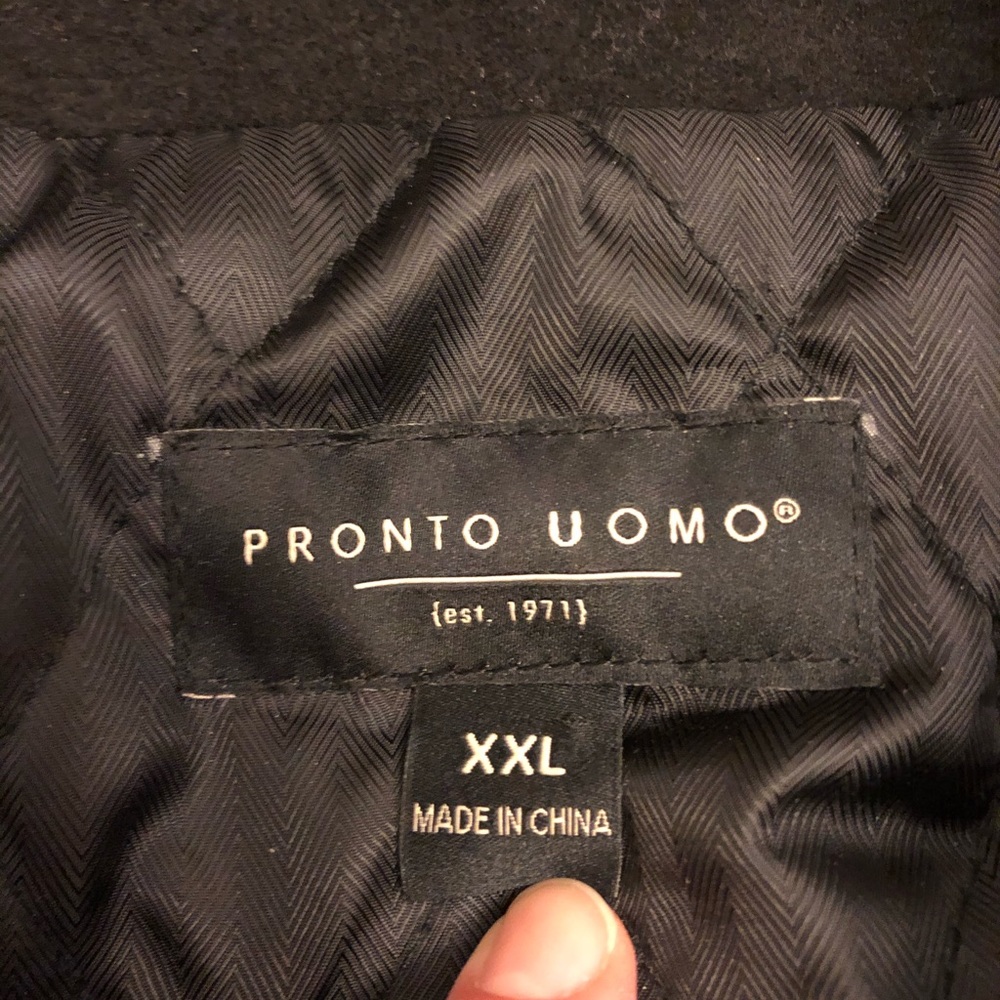 Pronto Uomo Black Wool Pea Coat - Picture 4 of 7